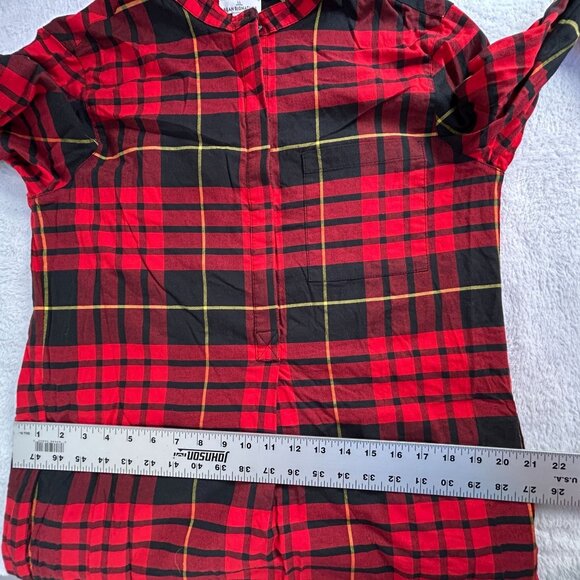 L.L. Bean Signature Red Black Plaid Flannel Tunic Dress Medium Long Sleeve NWOT - Picture 9 of 10